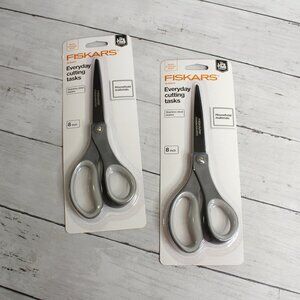Fiskars 8" Scissors Stainless Steel Titanium Non Stick Blades Gray